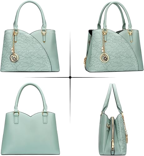 Miniatura 4 de KKXIU Monederos y bolsos de mano con triple compartimento para mujer, bolso de mano con asa superior 5-verde,1-negro,1-Rosa,2-Azul,2-Olive,rosado