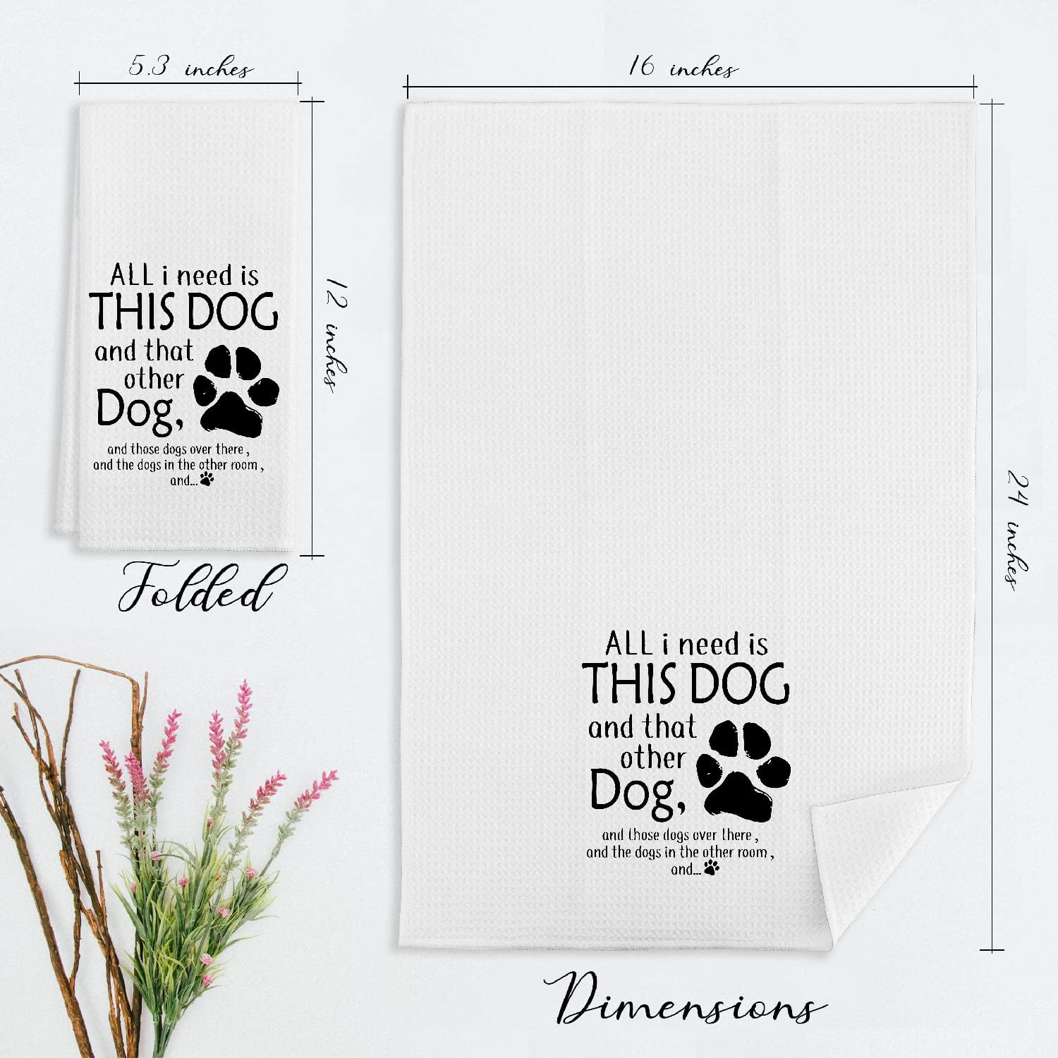 EIONEY All I Need is This Dog Funny Pawprint Kitchen Towels & Tea Towels,Dish Cloth Flour Sack Hand Towel for Farmhouse Kitchen Decor,24 X 16 Inches Cotton Dish Towels Dishcloths,Dog Lovers Gifts - Image 4