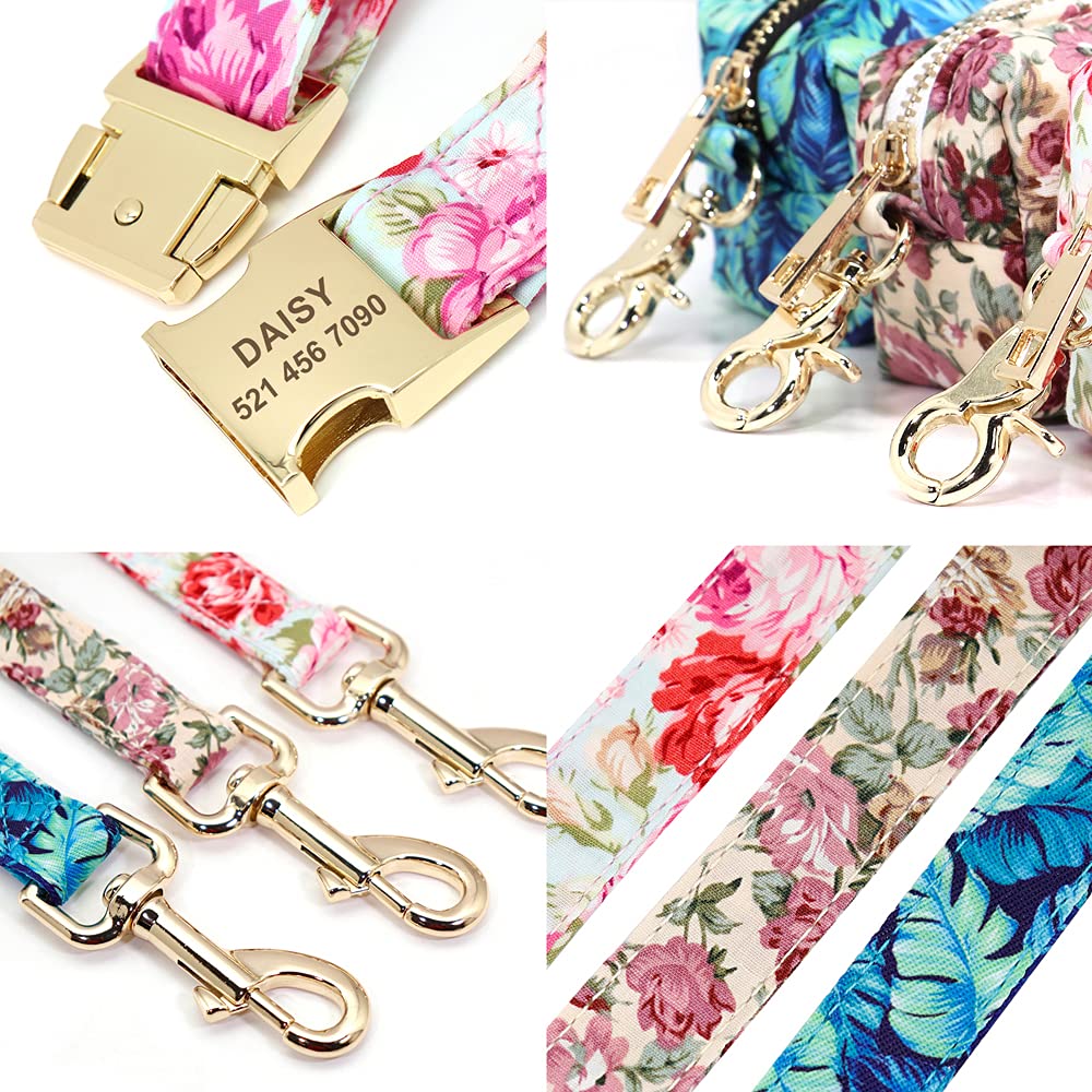 Personalisiertes Hundehalsband, Leine mit Tasche, Nylon, Bedruckt, Haustier-ID-Halsbänder, Führstrick, tragbare Hunde, Reisetasche für Snack-Pfeife, Schlüssel