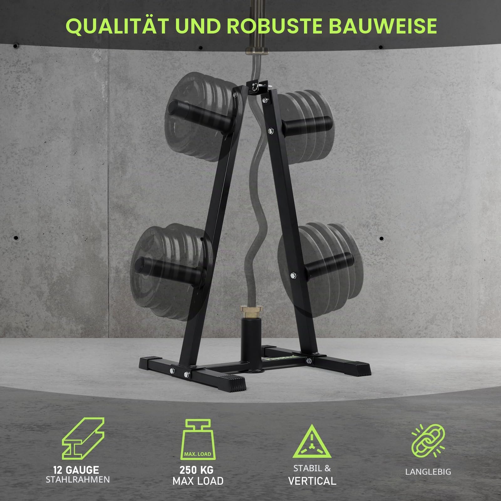 PhysKcal Hantelscheibenständer, robuster Stahl, Hantelscheiben-Aufbewahrung, Hantelständer, Plattenhalter für Zuhause, Fitnessstudio, Training, Fitnessgeräte