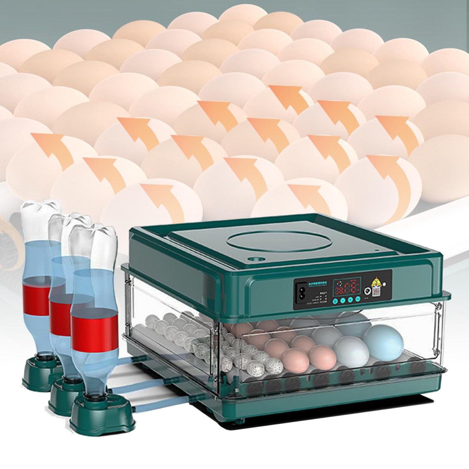 Wasd3Pods Professional Egg Incubator - Automatic egg turning/temperature control/water replenishment + adjustable spacing, Digital Automatic Brooder Chicken - Quail Duck Chicken Goose Bird 38Eggs