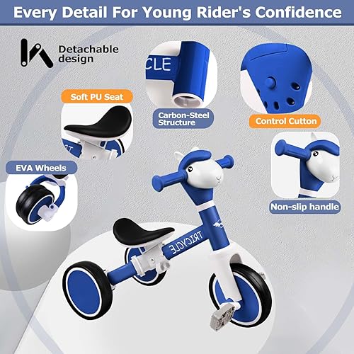 Miniatura 3 de Bicicleta de equilibrio para niños y niñas, triciclo para niños pequeños de 1 a 5 años, triciclo para niños pequeños con luz y música frontal,
