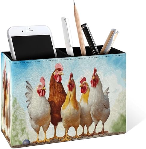 Miniatura 13 de Famame Soporte para lápices de dos ciervos y río de otoño para escritorio, contenedor de escritorio de cuero, para guardar bolígrafos, mesa de Dos