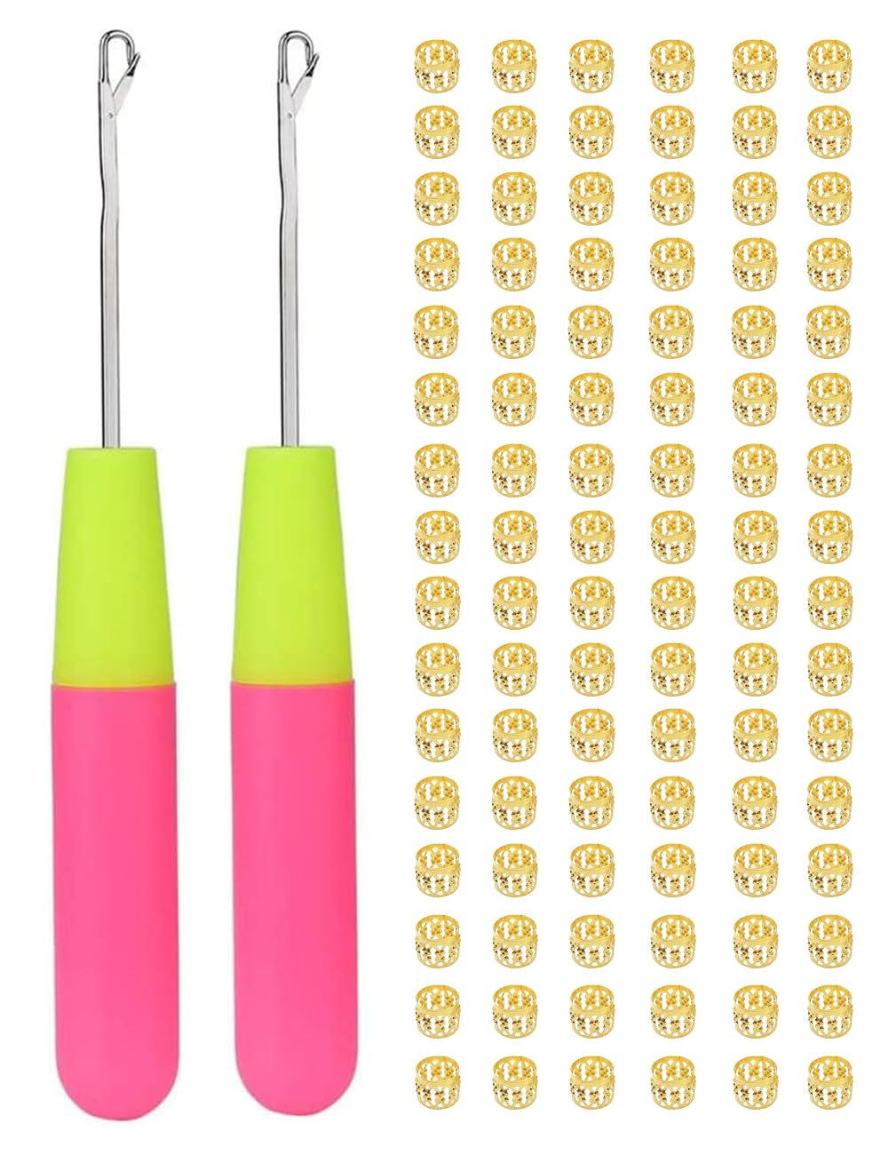 Amazon.com: 2PCS Crochet Hooks for Hair with 100 Pcs Gold Color