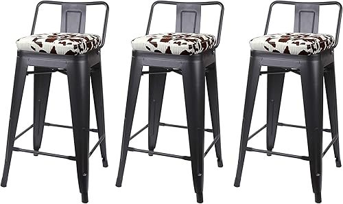 Vista 245 de GIA Taburete de metal con respaldo bajo de altura de mostrador de 24 pulgadas con asiento de cuero vegano, color plateado