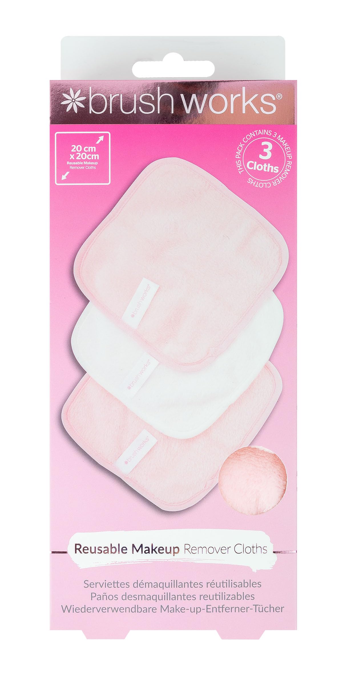 Brushworks Makeup Remover Cloths Pink