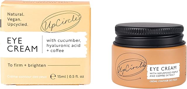 UpCircle Eye Cream With Coffee And Hyaluronic Acid 15ml - For Dark Circles, Puffiness + Wrinkles - Glycerin, Maple Bark + Cucumber Extract - Natural, Vegan + Cruelty-Free