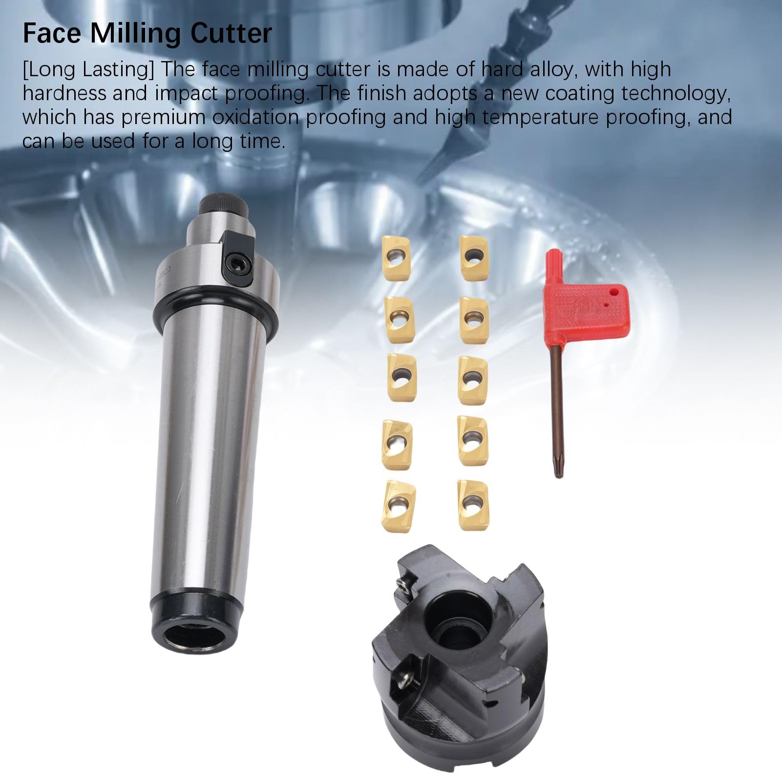 Fafeicy Jeu de Fraises en Bout Indexables 400R-50-22 avec Support MT4 FMB22 et 10 Inserts APMT1604 pour L'usinage CNC