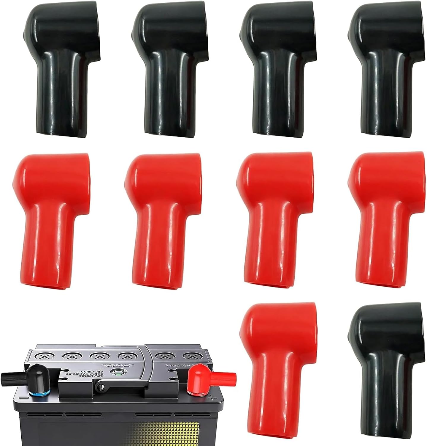 CLKE Batteriepolabdeckungen 5 Paar, Rot/Schwarz PVC Kappen