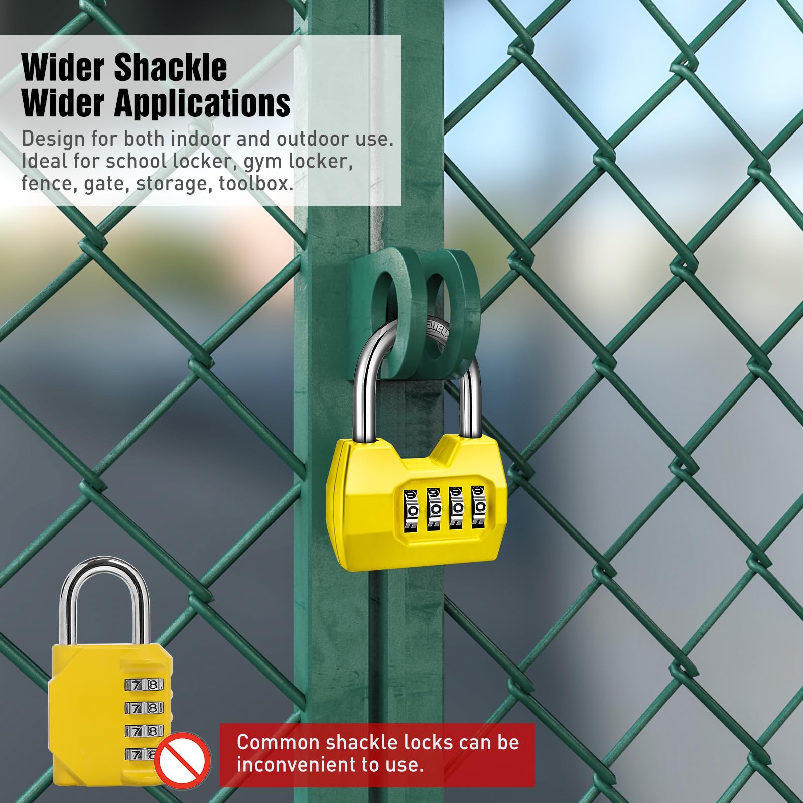 Disecu 4-Digit Combination Padlock – Waterproof Outdoor Lock For Gym Lockers, Gates, Sheds & Storage (Yellow)