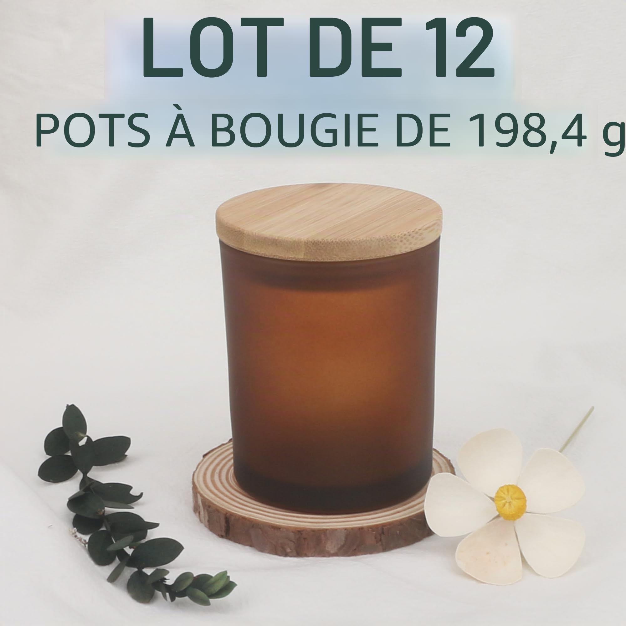 MILIVIXAY Lot de 12 pots à bougies vides en verre épais avec couvercles ambré givré de 200 ml pour la fabrication de bougies – Conteneurs à épices, poudre