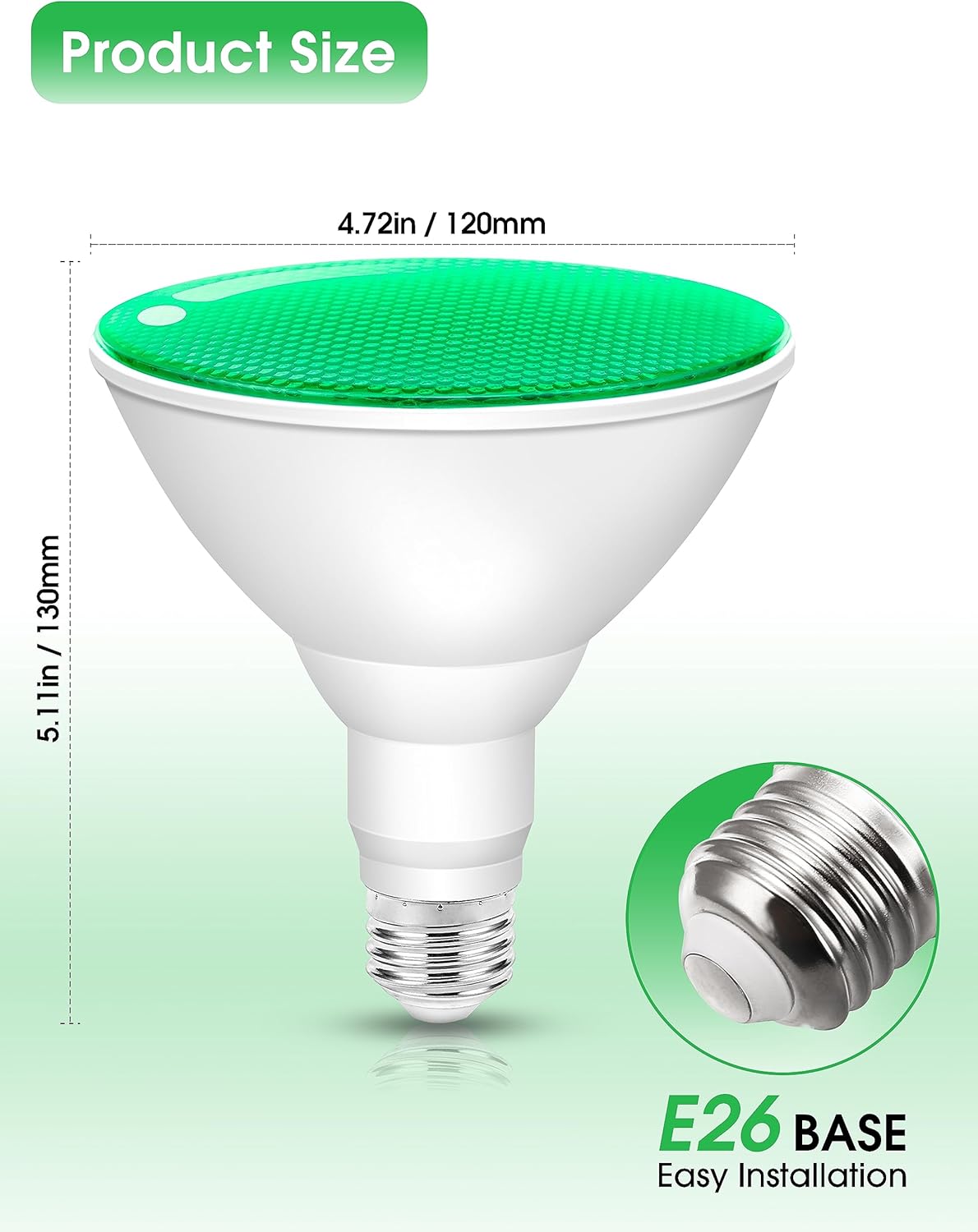 Fulighture Green Flood Light Bulbs 2 Pack, PAR38 15W(100W Equivalent) E26 LED Flood Green Lights Bulbs Outdoor Not-dimmable, Colored Light Bulbs for Christmas Decor, Porch Home Lighting