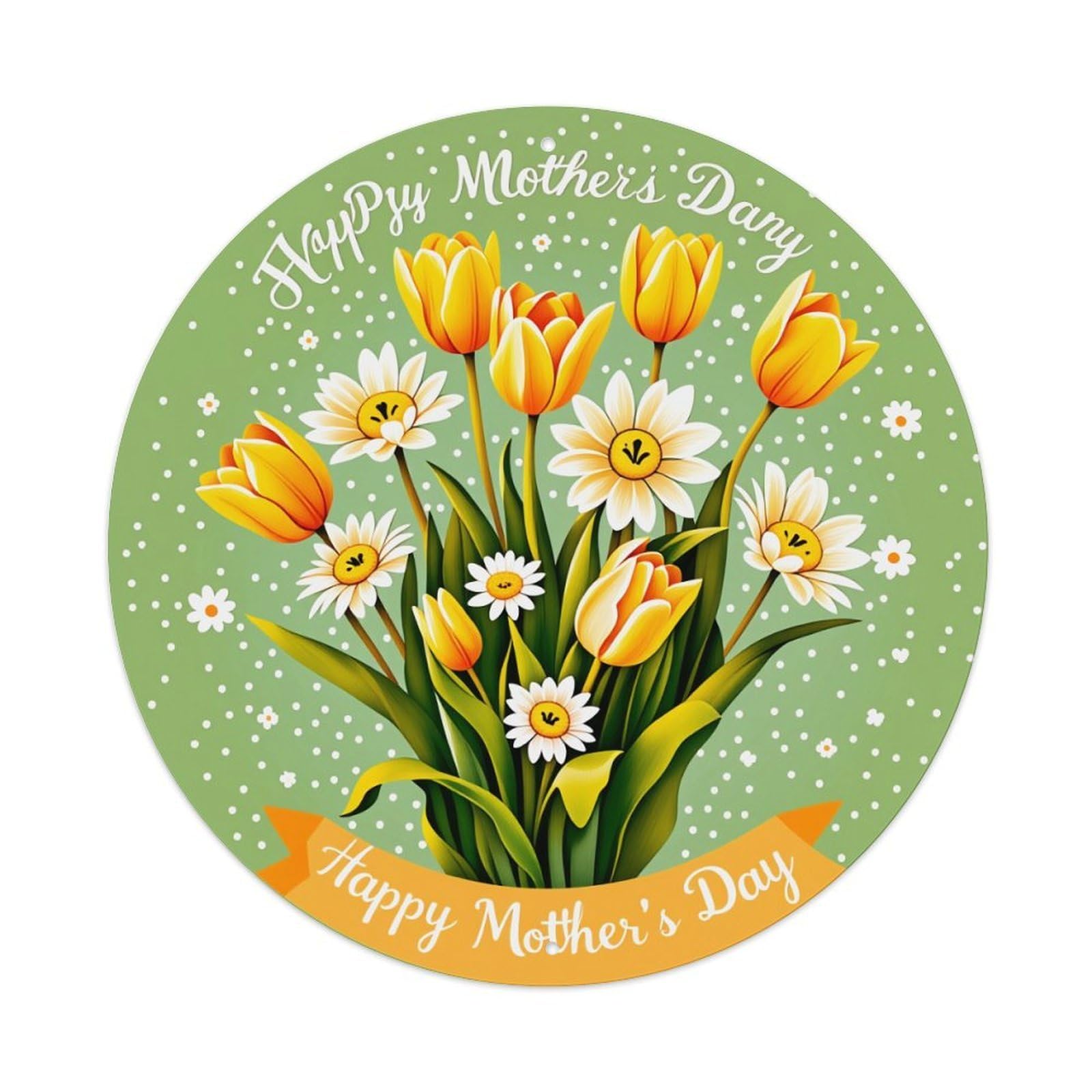 Floral Bouquet With Tulips And Daisies Round Tin Sign Vintage Metal Sign Home Bar Garden Indoor & Outdoor Wall Decor Retro Metal Poster 8x8 Inch