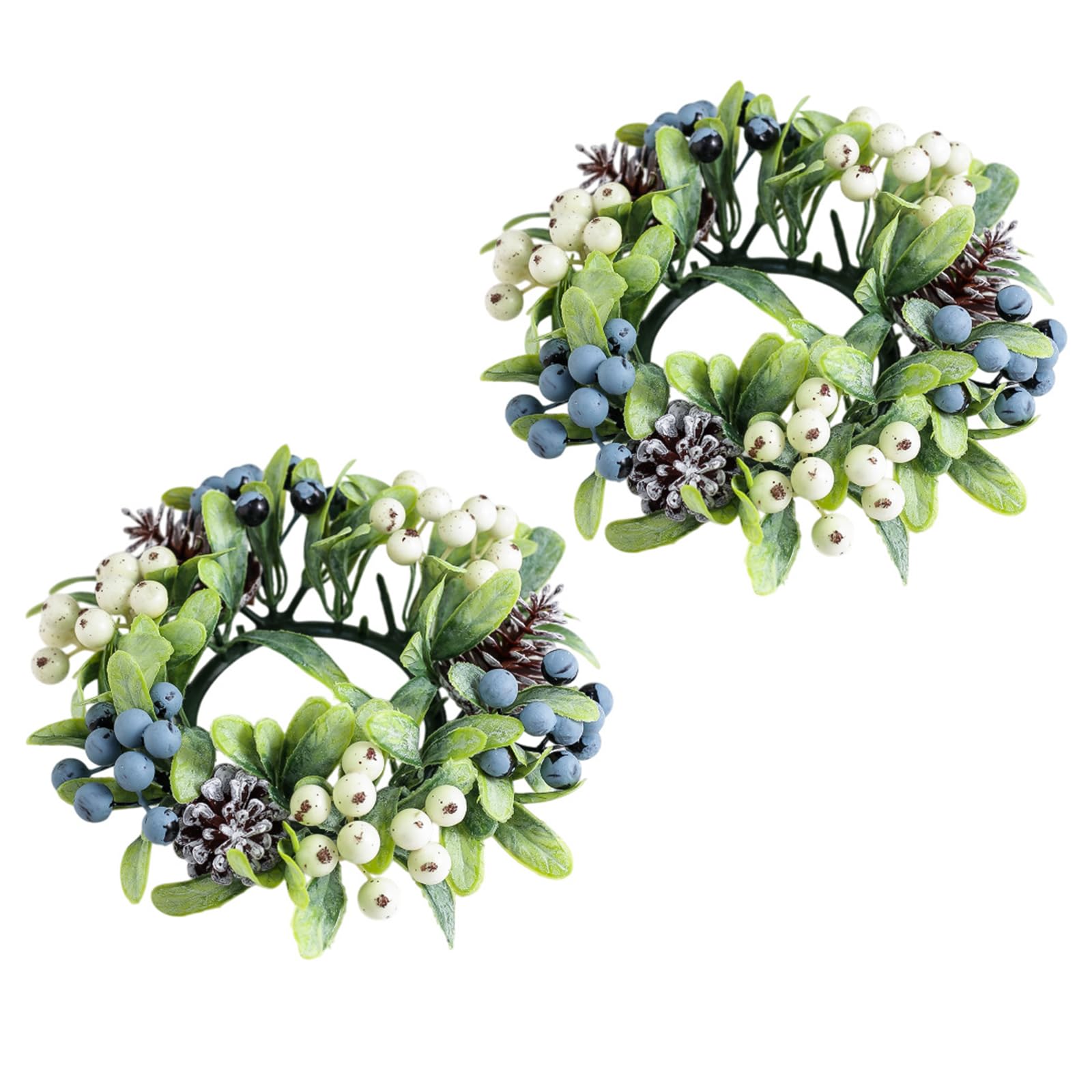 carotoe Handcrafted Faux Berries Pinecones Holders Rings Strong Holiday Accent Rings for Outdoor Indoor Use Artificial Pinecones Wreath