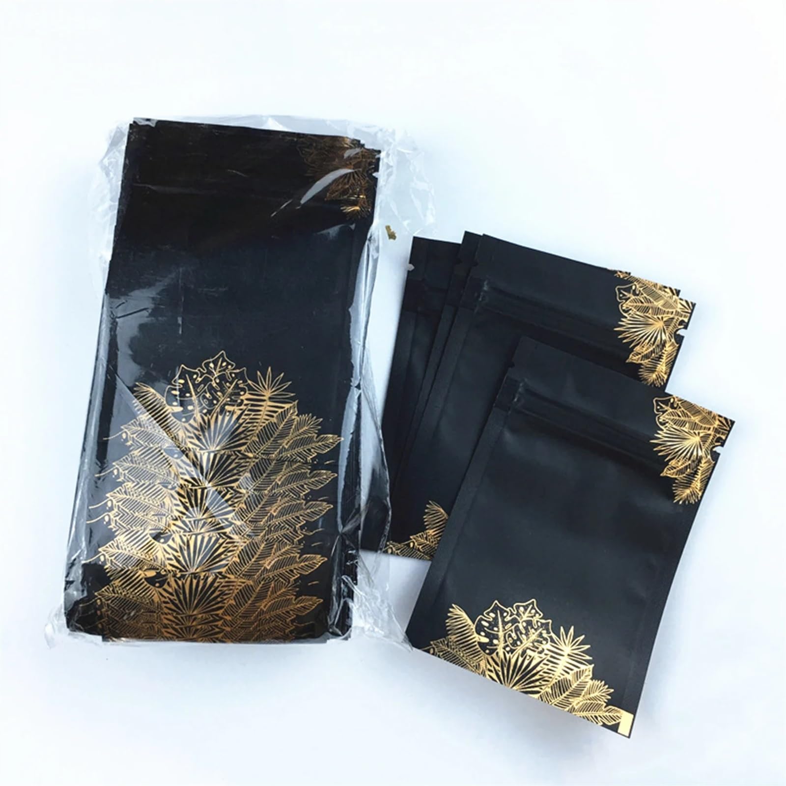 sacchetti con chiusura a zip, Confezione da 50 sacchetti con chiusura lampo in alluminio for alimenti, multicolore, varie misure(Black,8x12cm)