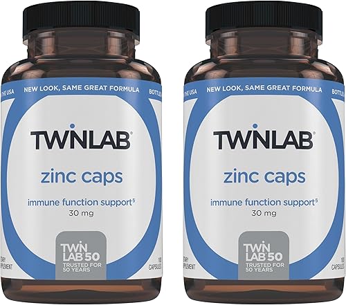 Twinlab Zinc Caps - Suplemento de apoyo inmunológico - Picolinato de zinc y gluconato de zinc - Suplemento de zinc puro para defensa inmunológica,