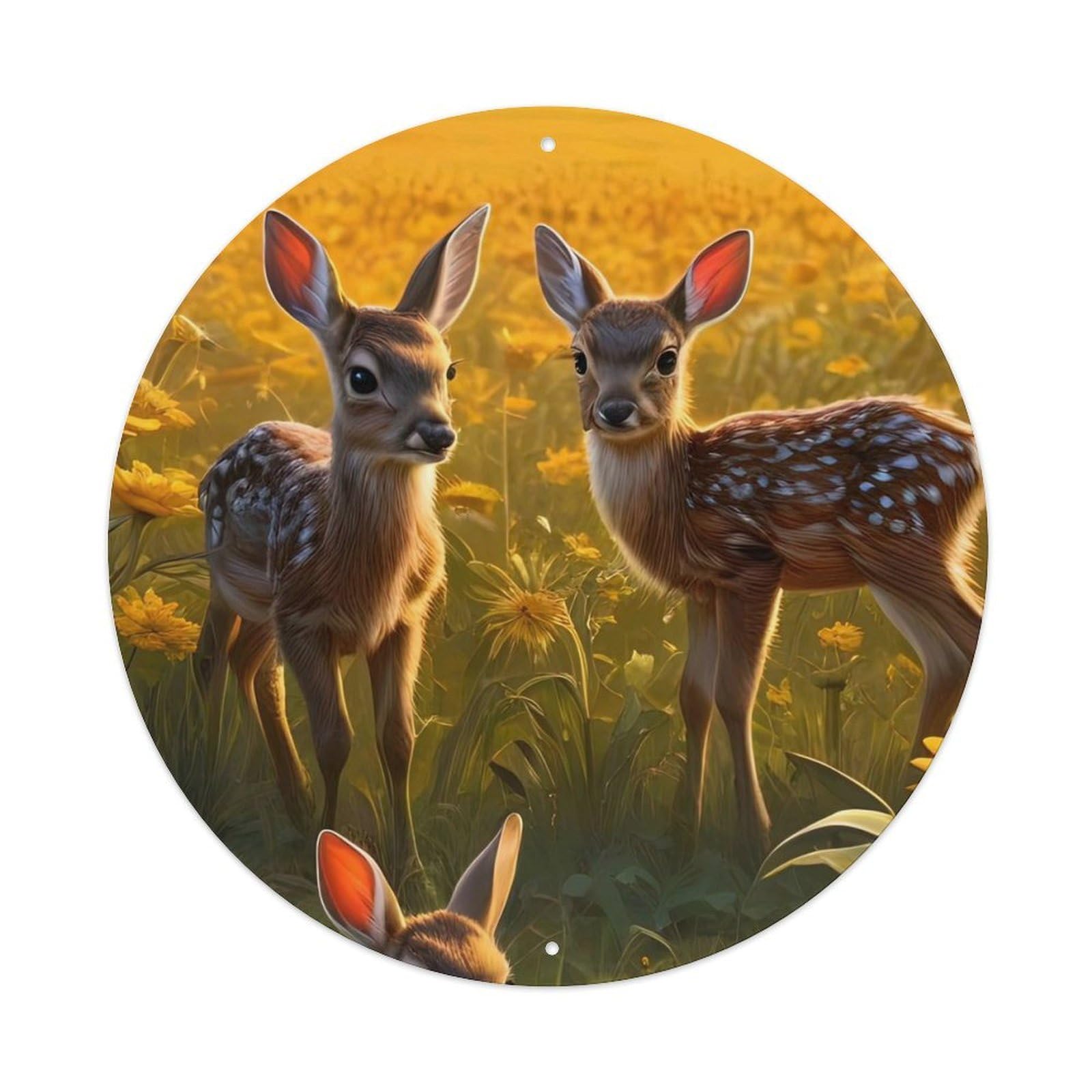 Animal Deer on The Grass Metal Tin Sign