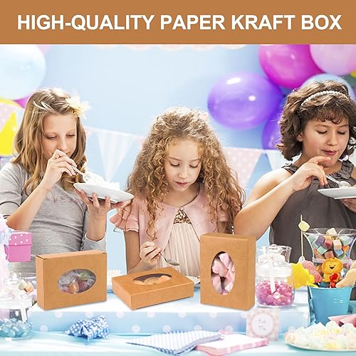 Miniatura 6 de PINKXHY 100 cajas de papel kraft con caja de embalaje de jabón de ventana caja de regalo de cartón para jabón casero regalo de golosinas de