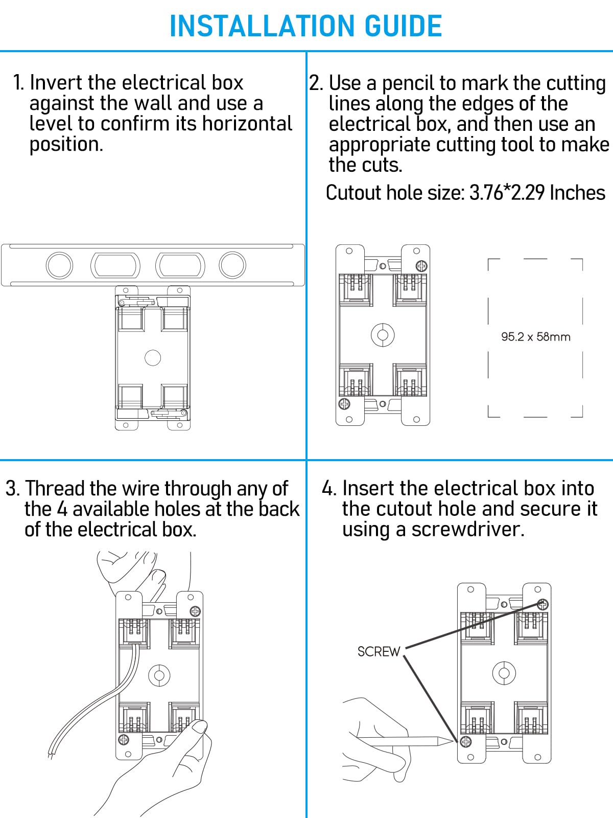 LEONLITE Paquete de 12 cajas de salida eléctricas de trabajo antiguo de una banda, caja de dispositivos estándar de 14 pulgadas cúbicas, caja de conexiones eléctrica de PVC para interruptor, luz de