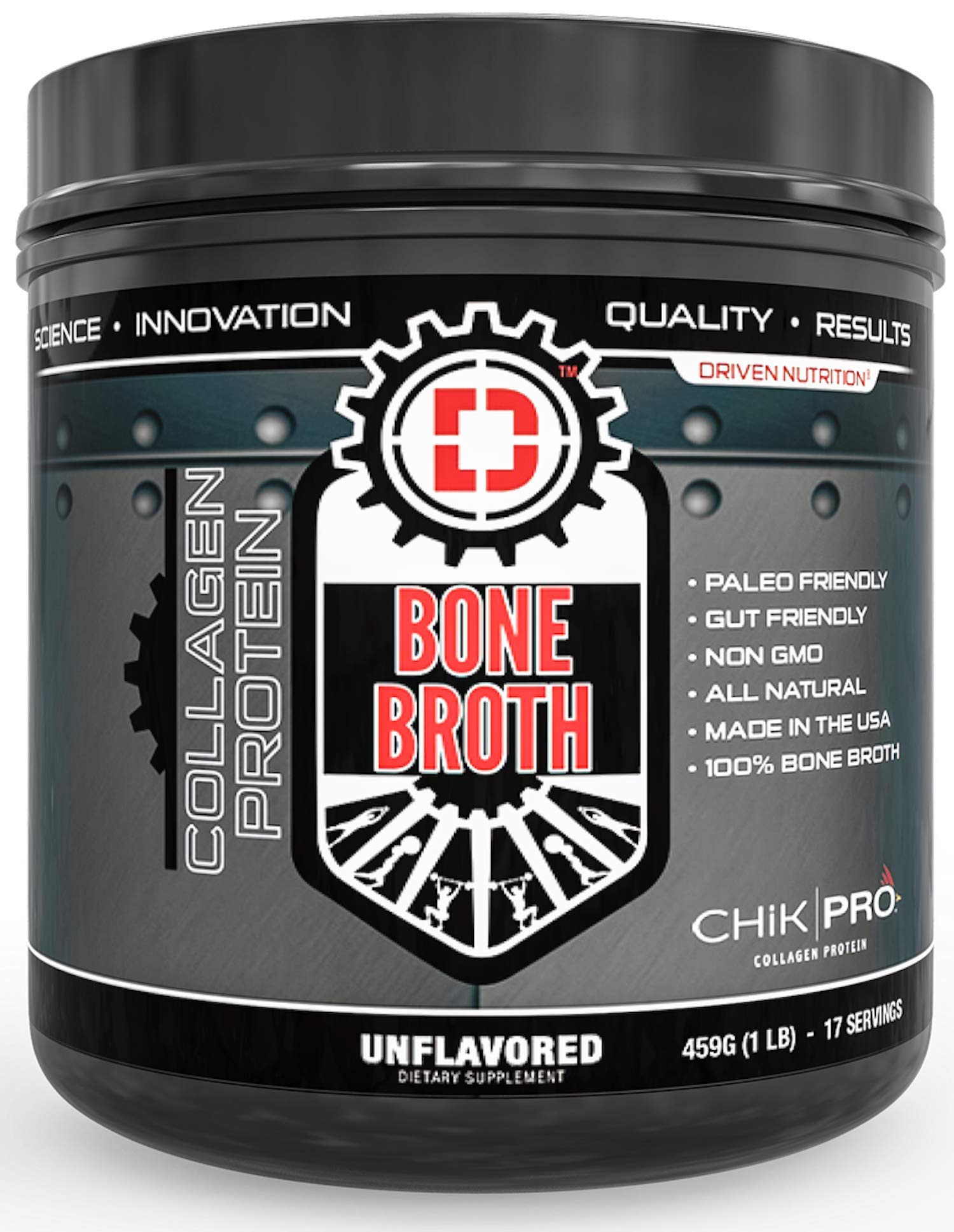 Driven Bone Broth- Type 2 Collagen Unflavored Protein Powder for Healthier Skin, Joints, and Digestion (1lb)