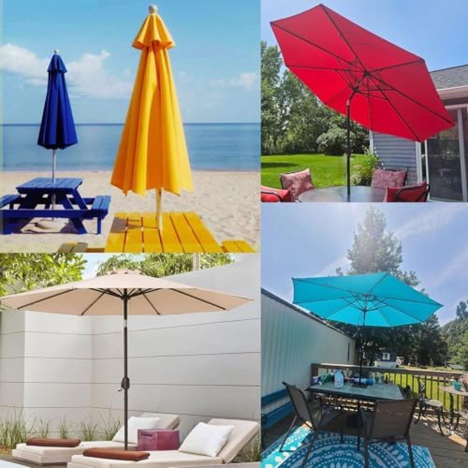 Premium UV50+ Sonnenschirmhülle für 2 m/2,7 m Terrassenschirme, wetterbeständiges Baldachin, passend für 8 Rippen, langlebiger Schutz, Schwarz