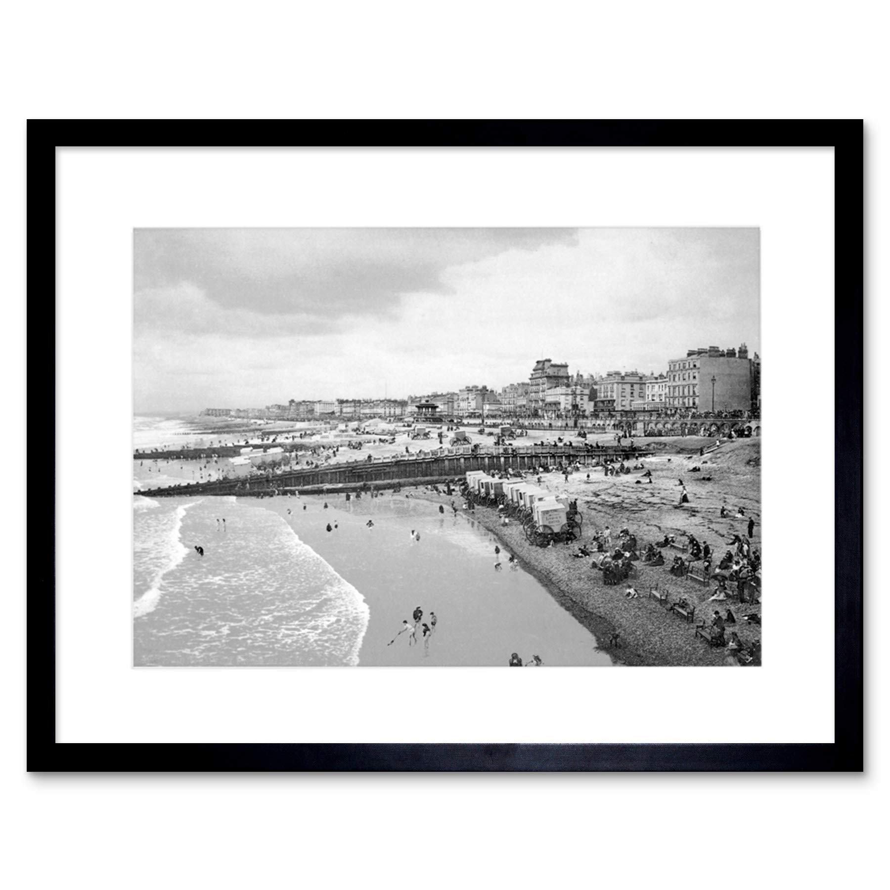 Wee Blue Coo Brighton From The Pier England Vintage Old BW Framed Wall Art Print