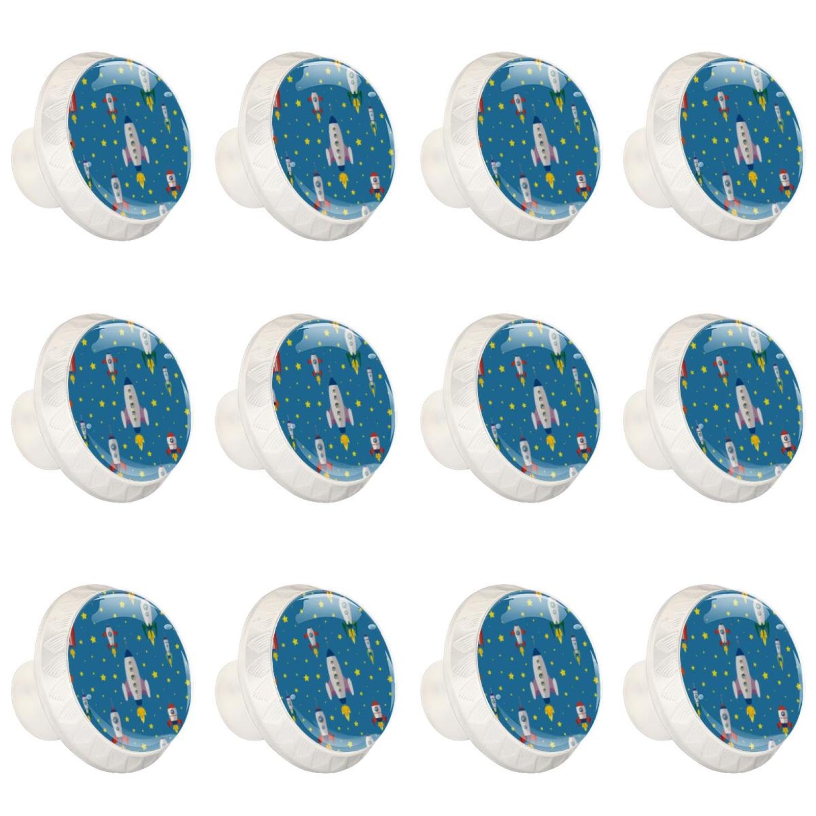 Boutons de tiroir ronds en verre cristal Rocket : lot de 12 pour poignée de meuble