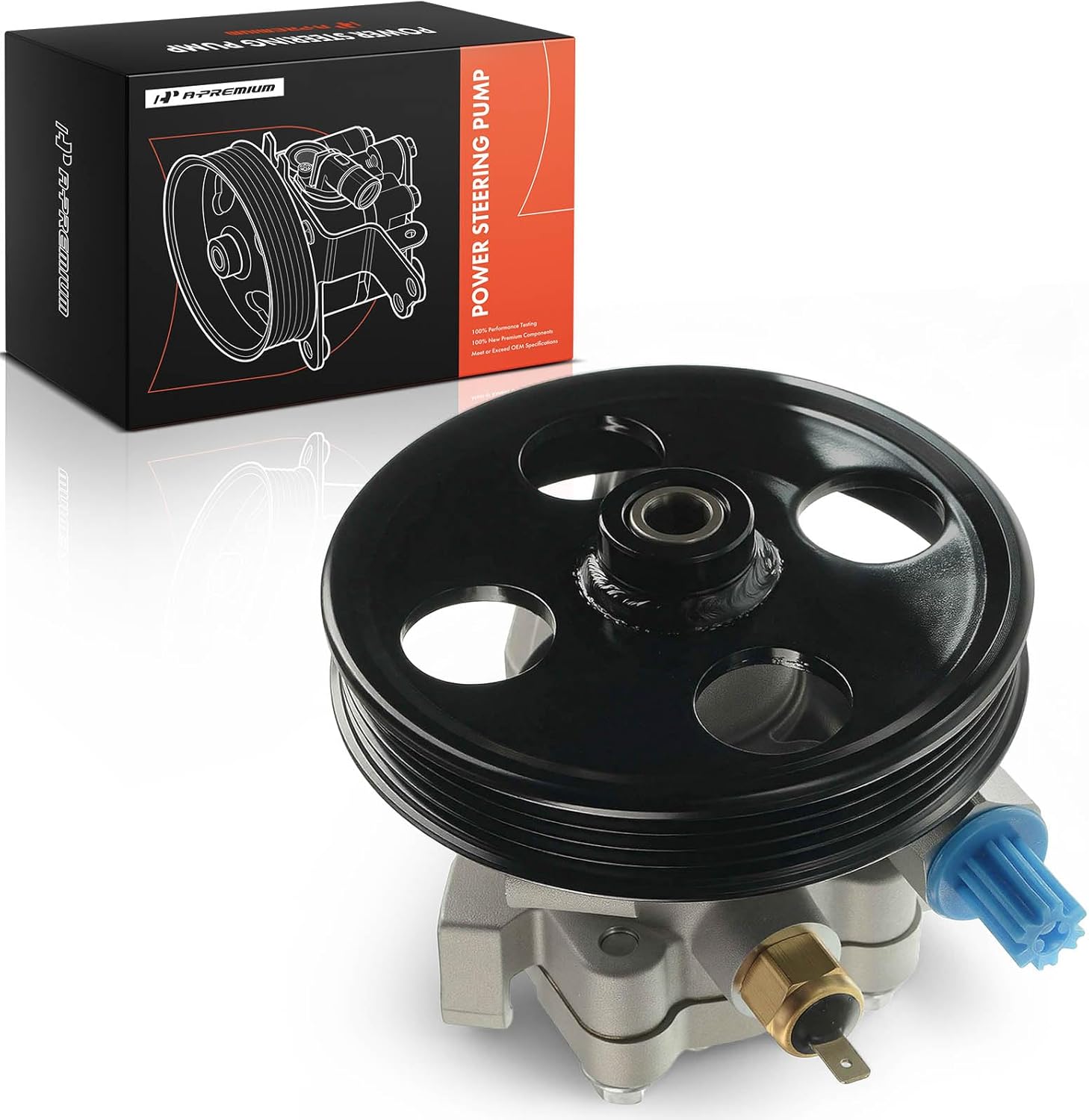 A-Premium Power Steering Pump, with Pulley, Compatible with Ford Fusion 2010-2012, Edge 2007-2010 & Lincoln MKZ 2007-2012, MKX 2007-2010, 3.5L, Replace # 8T433A696AA