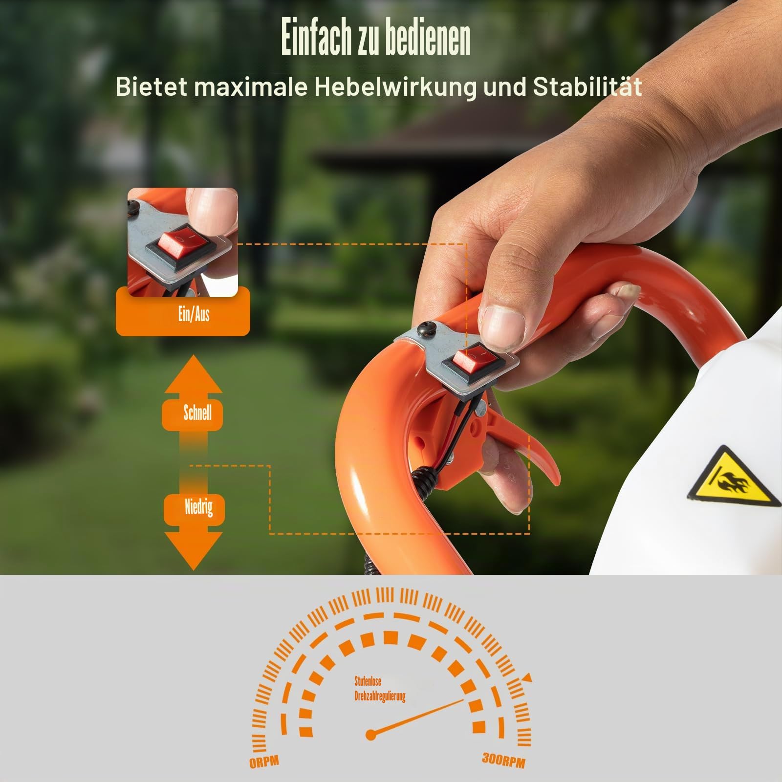 52cc Erdlochbohrer Benzin Mit 3 Bohrer(4", 6" und 8"), Benzin Erdbohrer Brunnenbohrer Bodenbohrer Für Gärten Landwirtschaft, 8500rpm, 1.9kw