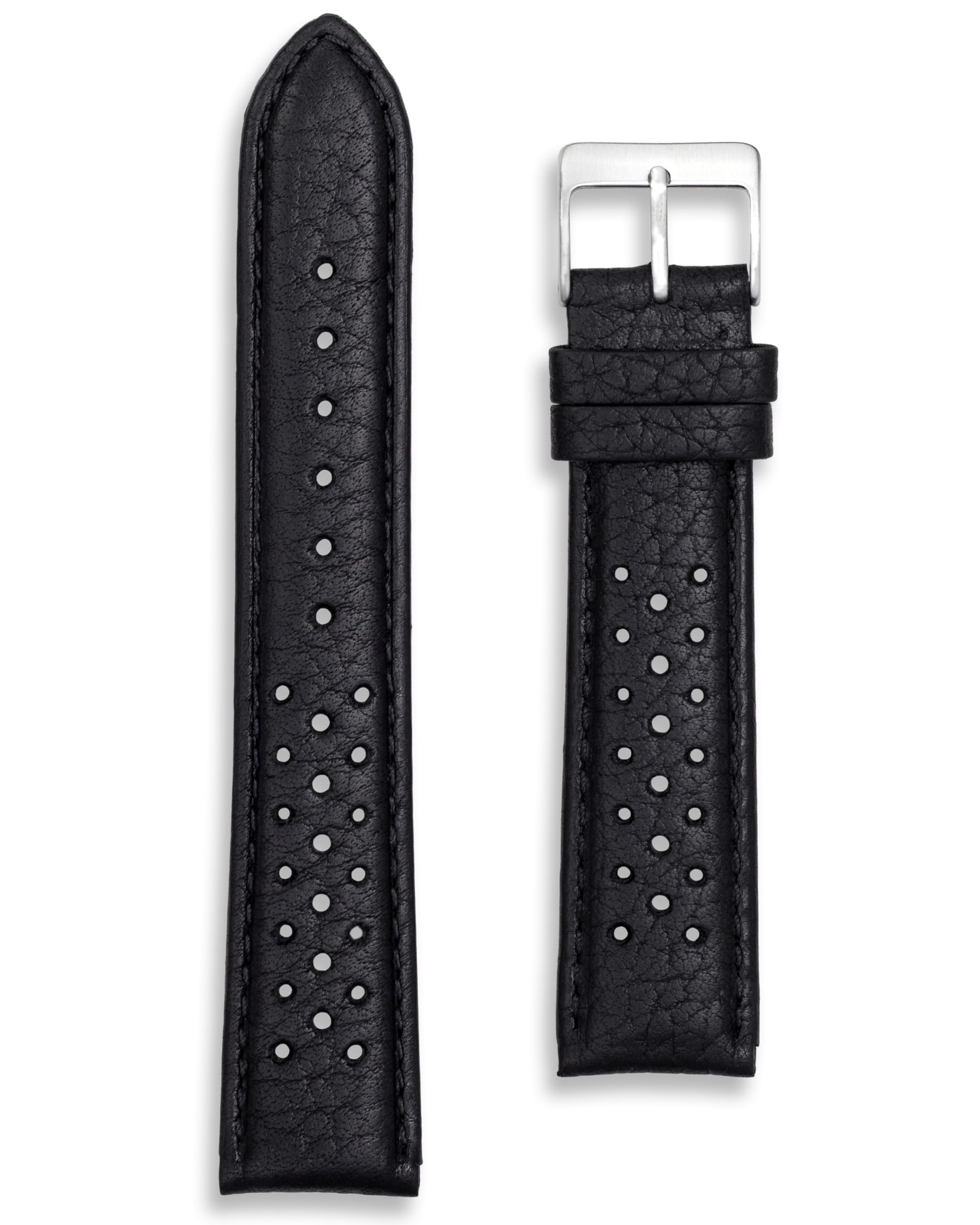 Buckle & Stitch Buffalo Grain | 18 mm, 19 mm, 20 mm, 21 mm, 22 mm, 24 mm, correa de reloj de carreras de piel de becerro auténtica | Correa de reloj Rallye para hombres y mujeres | Barras de resorte y