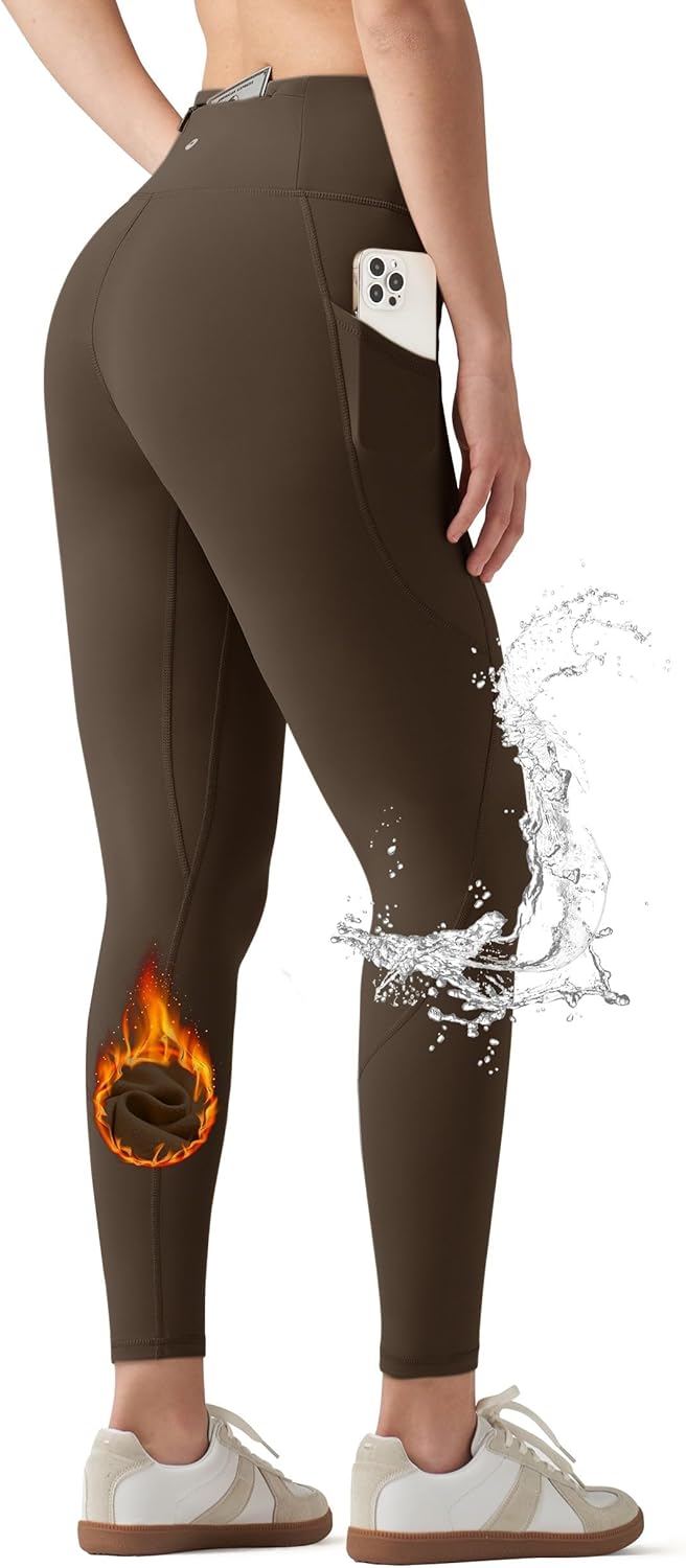 Willit Women's Fleece Lined Leggings Water Resistant Winter Pants Thermal High Waisted Yoga Hiking Running Tights Pockets