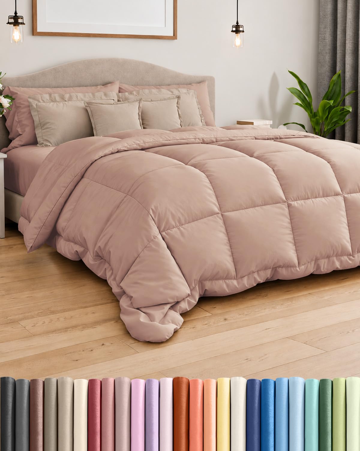 Comforter Queen Size - Down Alternative Duvet Insert - Mauve, 88" x 88"