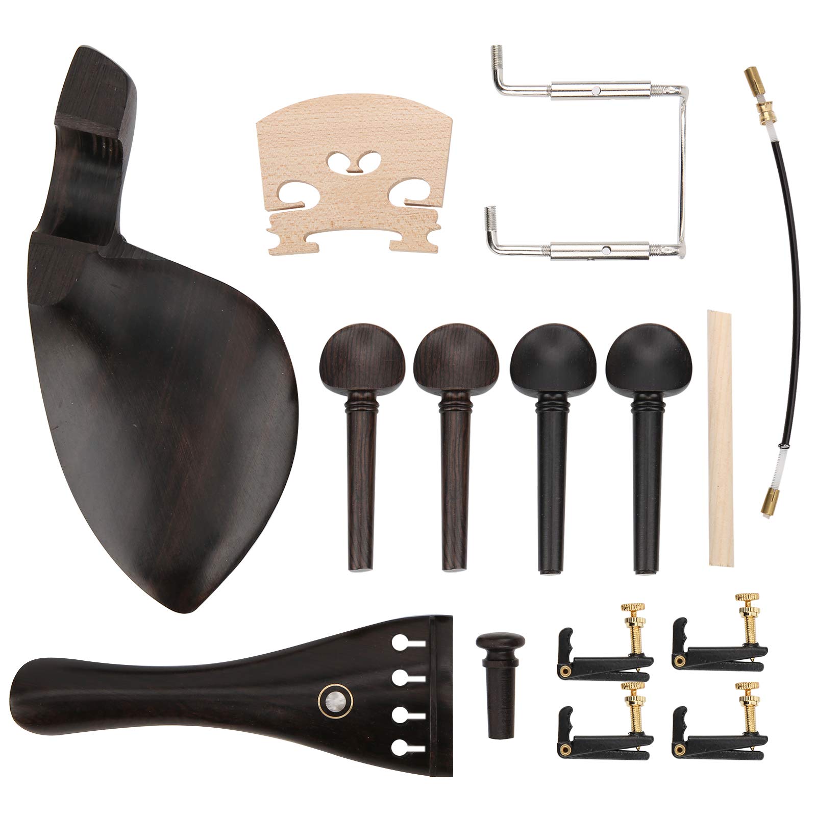 4/4 Violino Cordiera Piolo, Mentoniera Violino Durevole con Pioli di Sintonia in Ebano Sintonizzatori per Puntale Ponte Ponte Soundpost Kit Accessori per Violino
