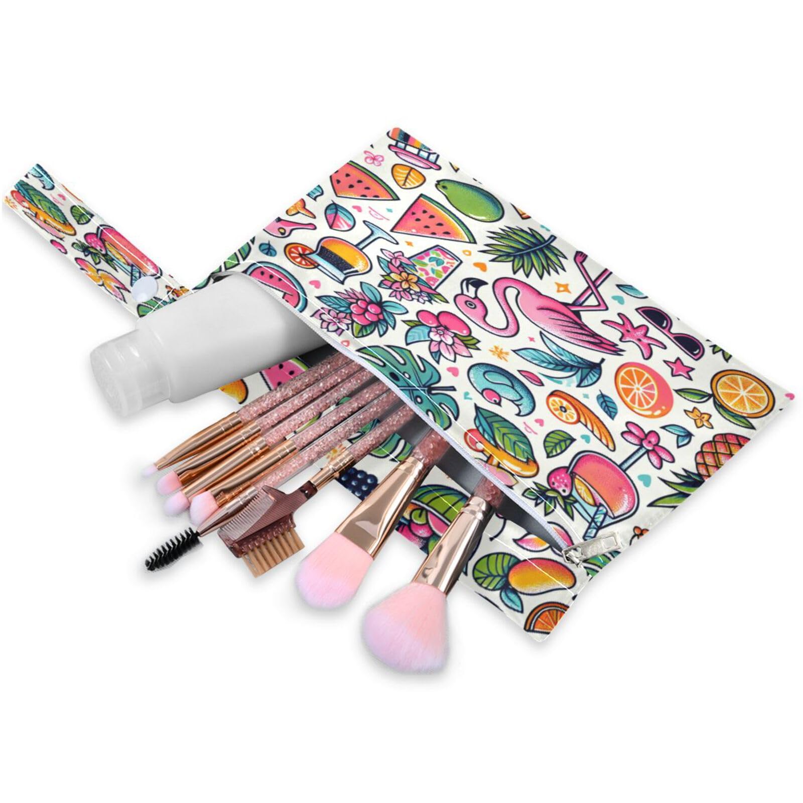 ATTX Fruits Flamingo Wet Dry Bags 2-Pack - Reusable Cloth Diaper Storage for Travel, Beach & Gym | Multi-Use Waterproof Bags for Swimsuits, Baby Clothes, Sports Gear#56