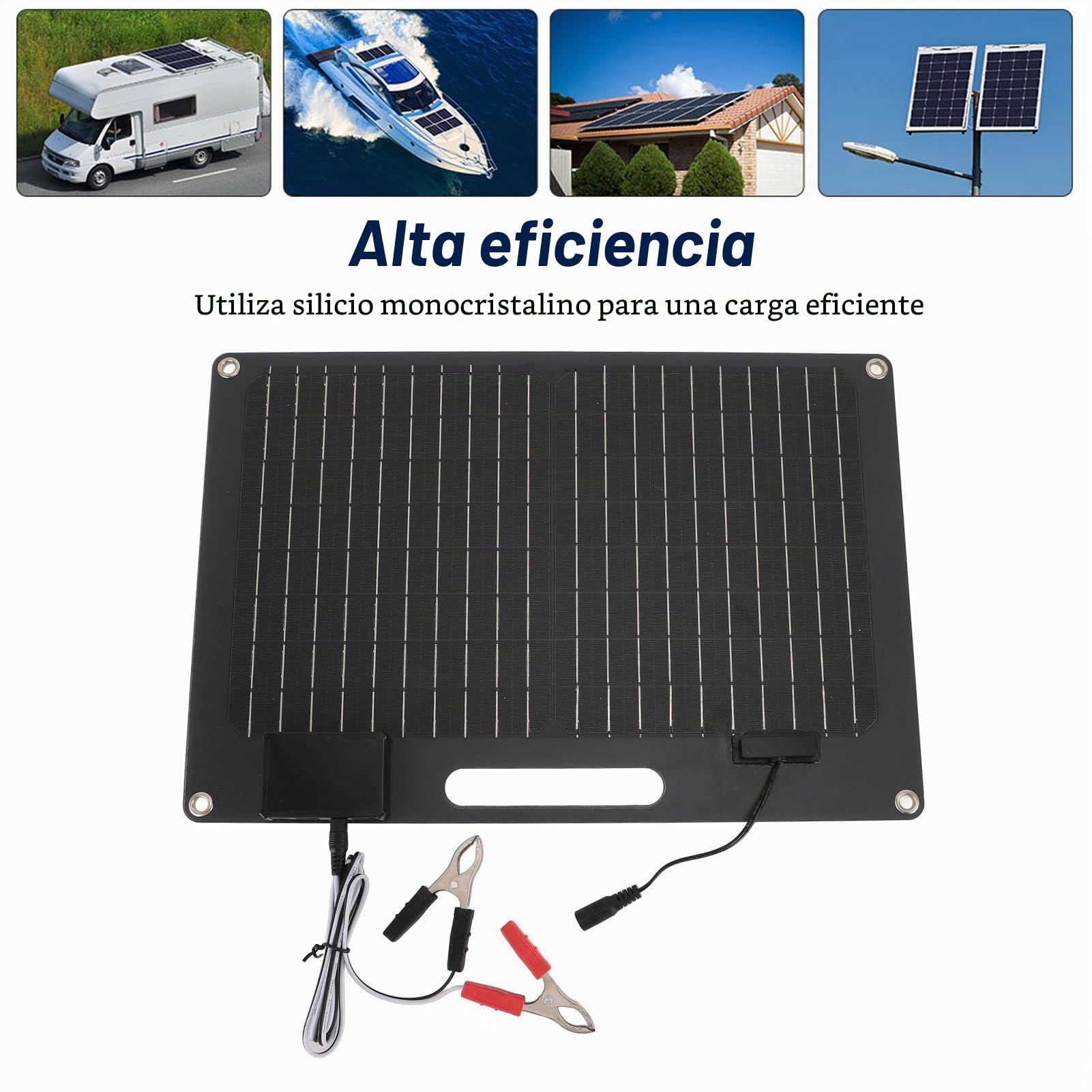 Panel Solar Portátil de 100 W, Salidas USB, Carga Rápida, Cargador de Panel Solar de Alta Eficiencia para Banco de Energía, Teléfono, Portátil, RV, Viaje en