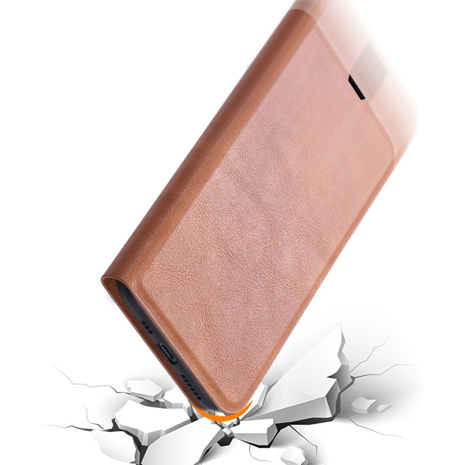Case For OnePlus 15, etui ze skóry PU z przegródką na karty bez odcisków palców podpórka (brązowa)