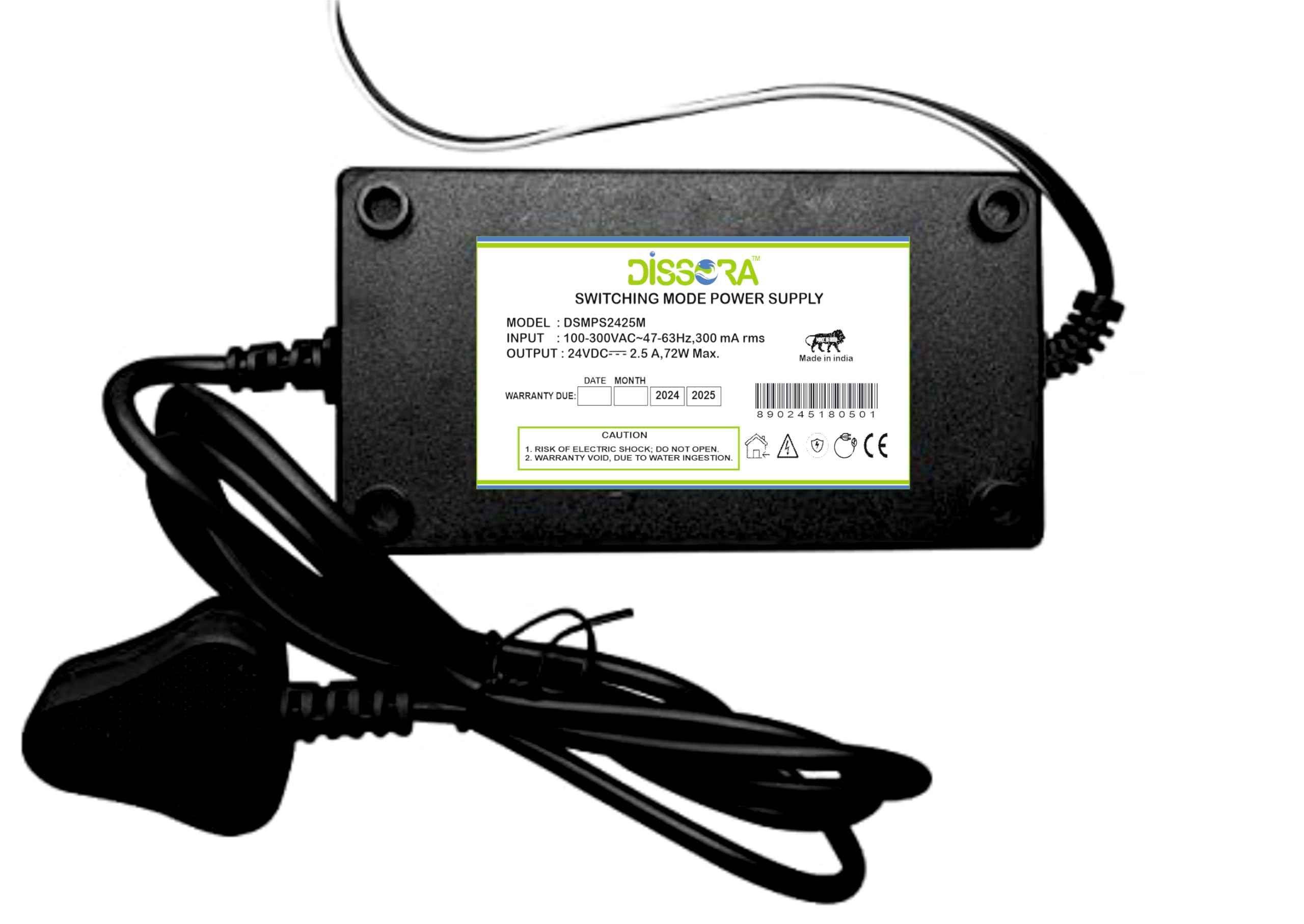 Dissora AC DC SMPS Adapter Power Supply 24 V 2.5 Amp, Suitable for all Brand all Models of RO Water Purifiers, Pack of 1 (B0CR8FW27L) Amazon Price History, Amazon Price Tracker