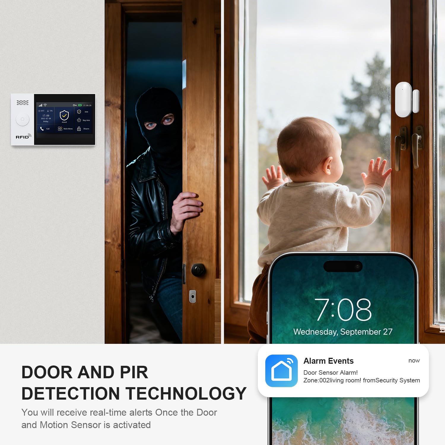 PGST Drahtloses Heim-Alarmsystem,GSM 4G/WiFi Alarmanlage Haus mit Tür- und Fenstersensoren,3MP HD Sicherheitskamera,Tuya App-Benachrichtigungen,Kompatibel mit Alexa/Google