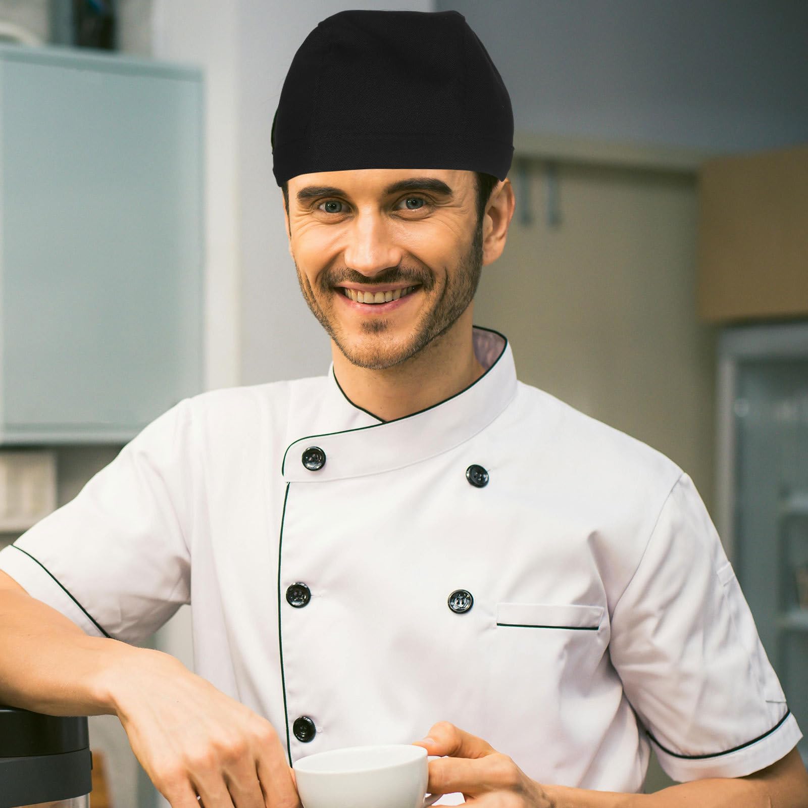 Gorros de Chef para Restaurantes Negros, 6 Piezas de Algodón | Uso en Cocina y Barbacoa, Resistentes al Desgaste, Estilo Simple y Clásico, Diseño Creativo y Único