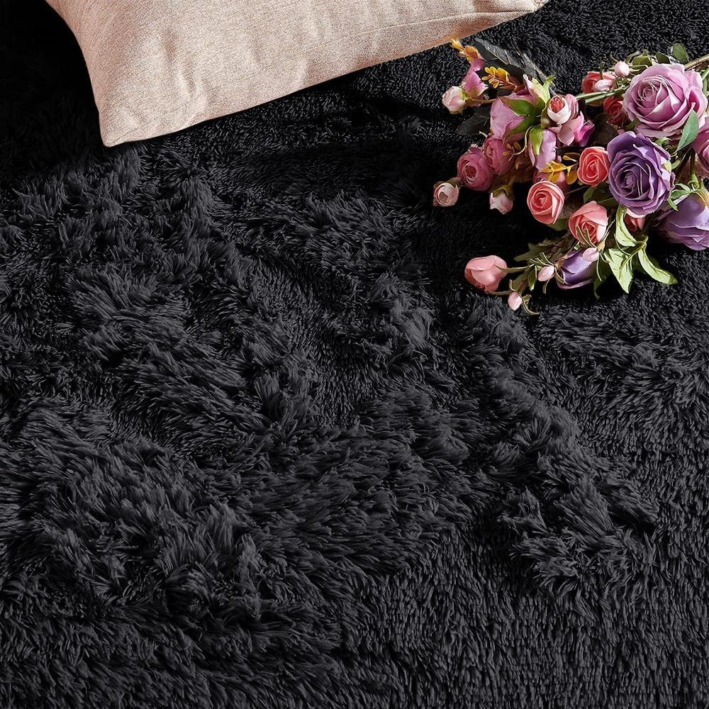 Aspire Homeware Round Rugs Living Room, Black Area Rugs 120x120cm for Bedroom Anti Slip - Image 3
