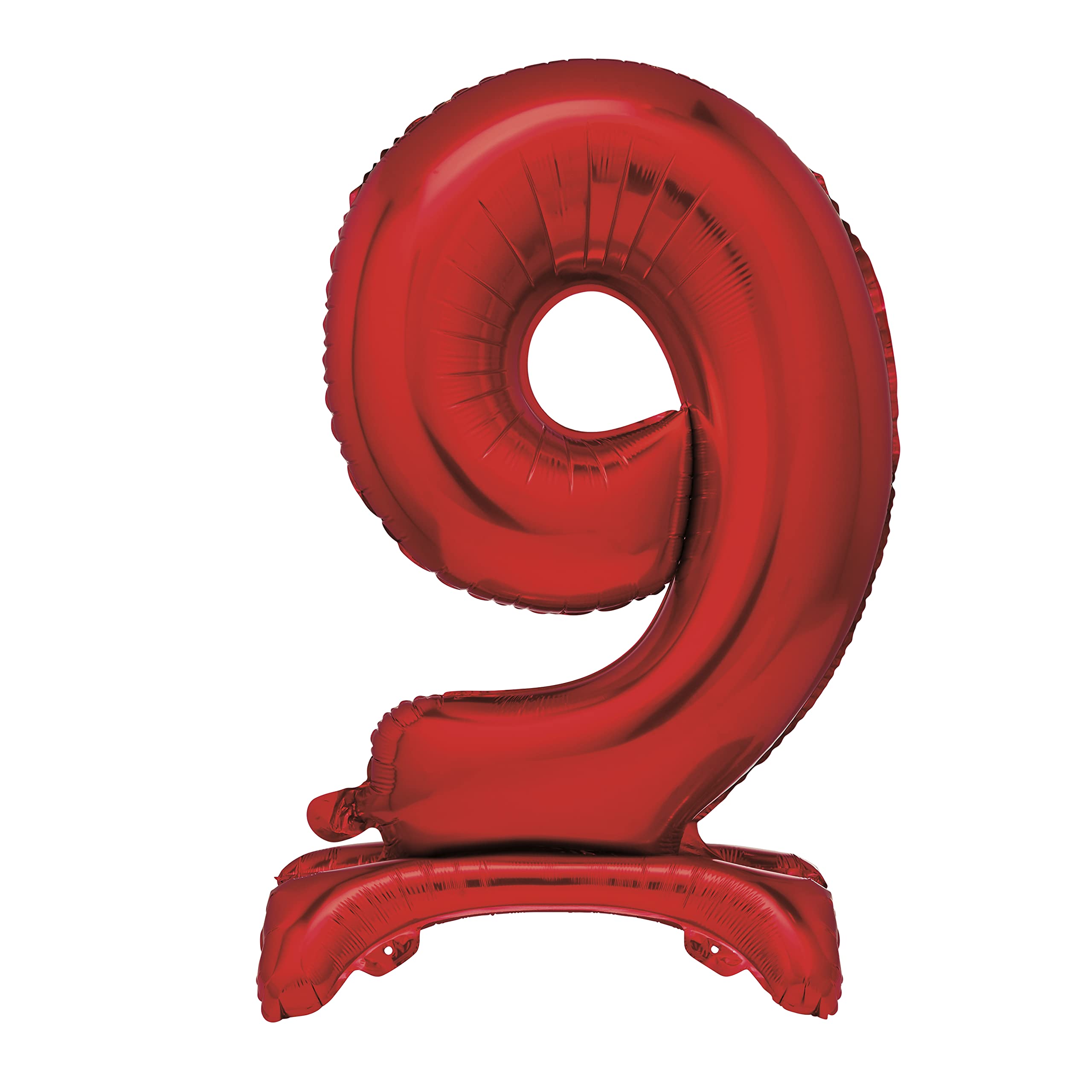 Unique Red Standing Number 9 Foil Balloon 30", Packaged