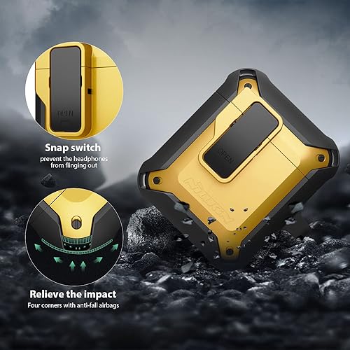 Miniatura 3 de Nillkin Funda compatible con AirPods de 2 y 1 generación, clip de bloqueo seguro con tapa desplegable automática, cubierta protectora rígida a