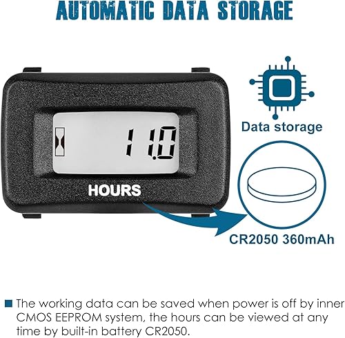 Miniatura 3 de Runleader - Kit de medidor de hora digital de 2 piezas, CACC de 5 V a 277 V, horas acumuladas para generador de tractor de jardín, compresor, motor
