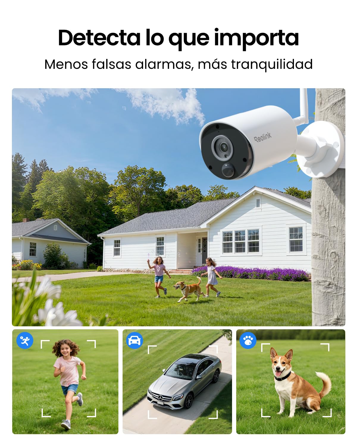 Reolink 5MP Cámara de Vigilancia Inalambrica, Camara Vigilancia WiFi Exterior Solar con Batería, Visión Nocturna, Detección de Personas/Vehículos, Alexa/Google Assistant, Argus Eco+Panel Solar