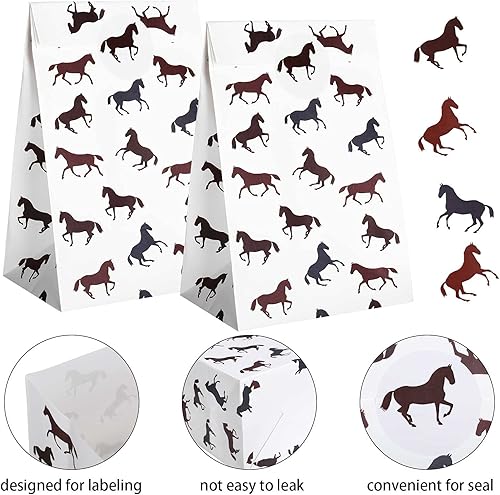 Miniatura 3 de Outus 36 piezas de recuerdos de fiesta de caballos incluyen 12 bolsas de papel de caballo, bolsas de regalo 24 calcomanías redondas de carreras para