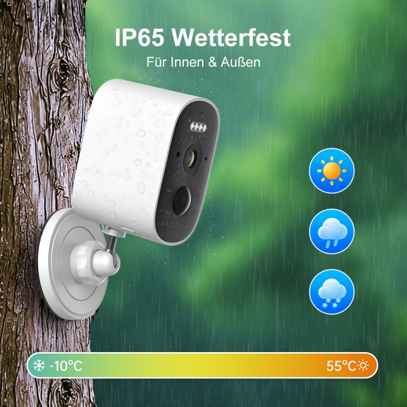 Überwachungskamera Ohne WLAN 2.5K, Kamera mit SIM Karte und Akku