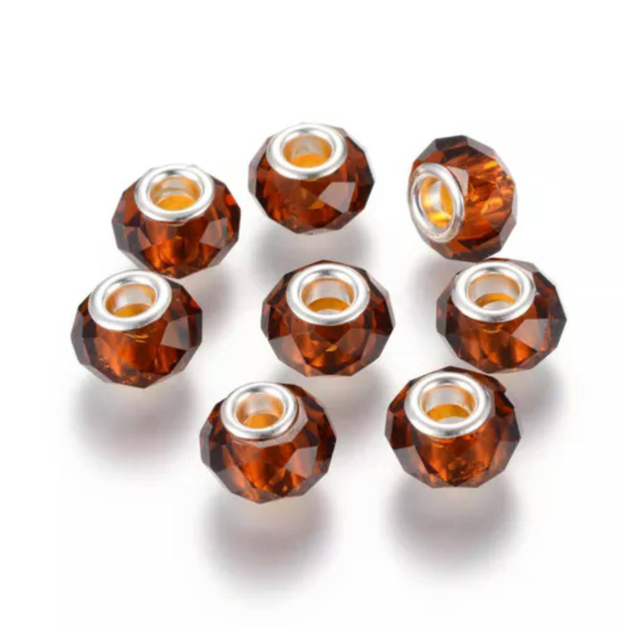 Koraliki z dużym otworem, Opakowanie 100 mosiężnych koralików z otworem 14x8 mm, wielokolorowe(SaddleBrown)