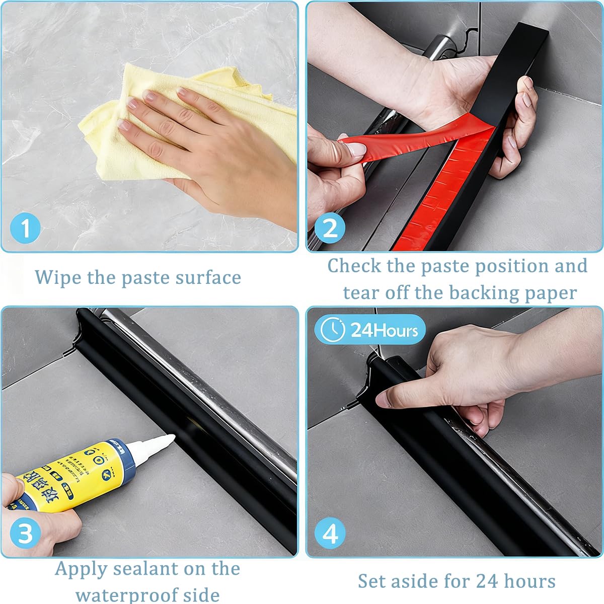 2M Barrera Agua Ducha, Perfil Silicona Ducha Autoadhesivo, 4cm Barrera Impermeable Flexible, Sello A Prueba De Salpicaduras para Baños Y Cocinas (200x3x4cm)