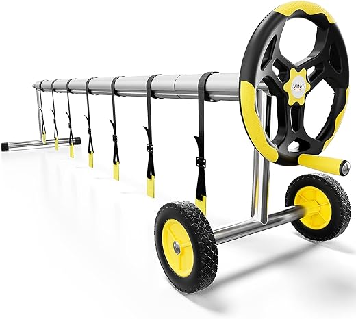 VINGLI 21 Feet Pool Cover Reel Set Pool Solar Cover Reel for Inground Swimming Pool, Aluminum Solar Swimming Inground Cover Blanket Reel (Upgrade)