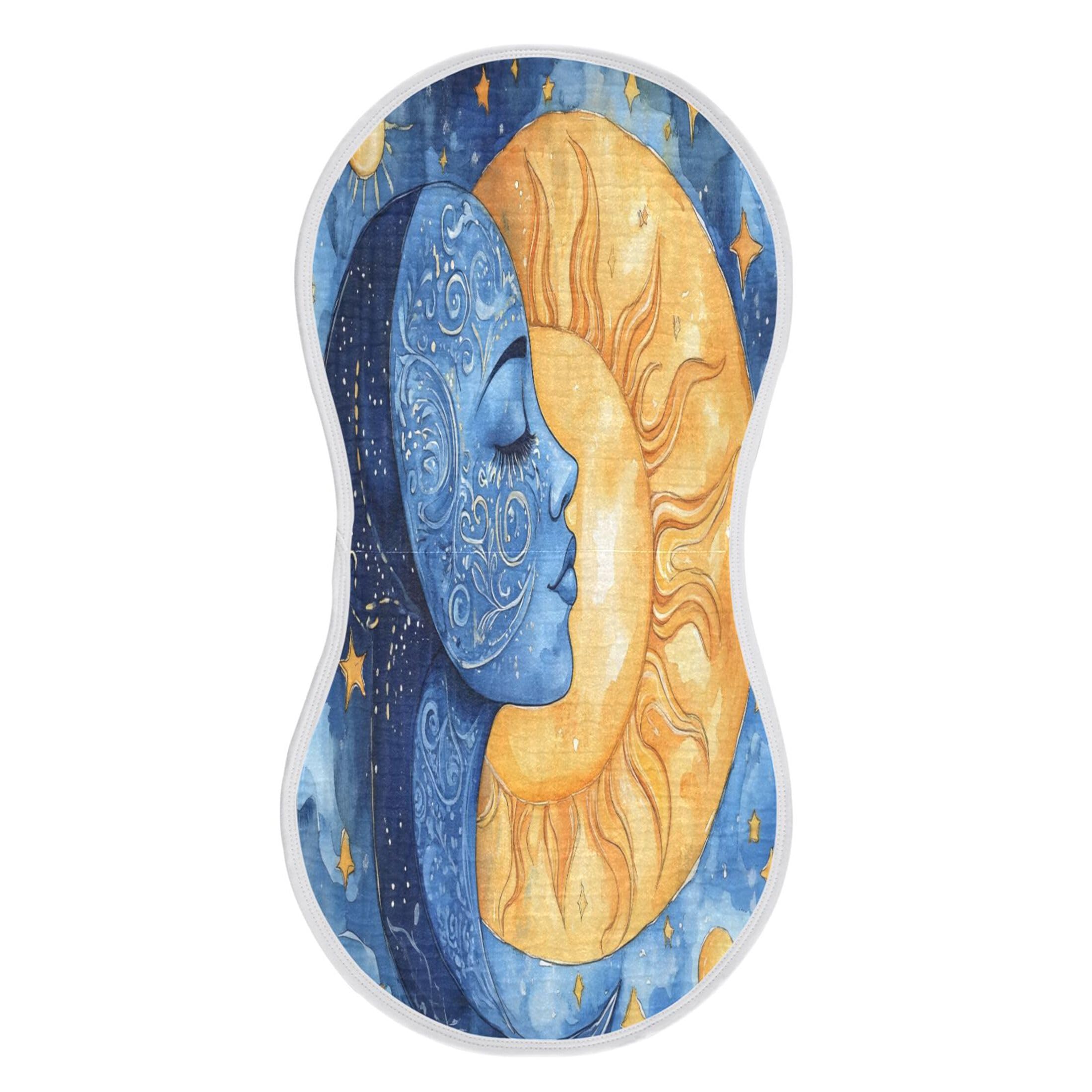 Sevdomey Watercolor Sun and Moon Baby Burp Cloths for Newborn Baby Boys and Girls, Soft Absorbent Cotton Muslin Burp Clothes Set